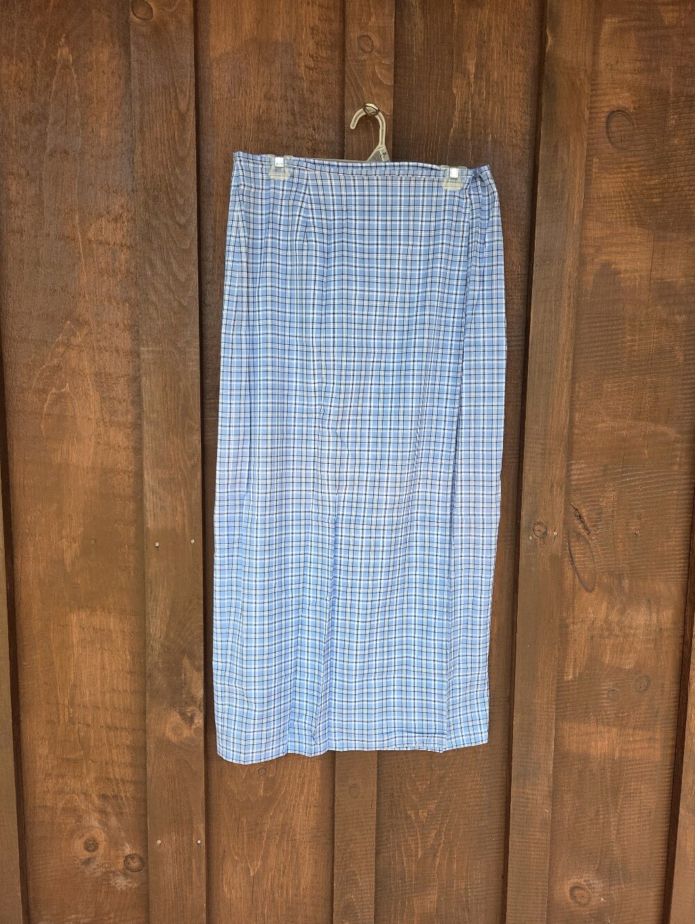 LIZSPORT Plaid Cotton Maxi Wrap Skirt w30 L37
